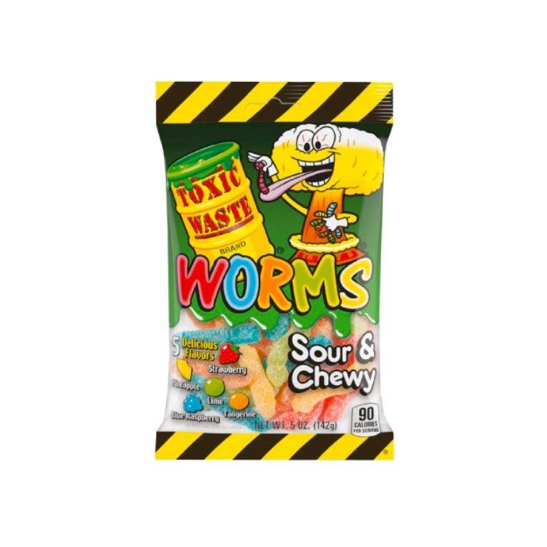 Toxic Waste Worms Sour & Chewy Peg Bag