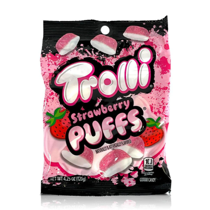 Trolli Strawberry Puffs Peg Bag 4.25 Oz – 120 gr